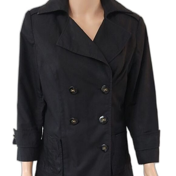 Cynthia Rowley Black Peacoat Tailored Wool-Blend - Picture 1 of 9